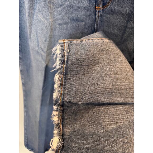 Good American Good Waist Palazzo Crop Jeans Distressed Indigo Size 18 NWT - Picture 10 of 12